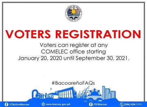 voters registration in bacoor cavite|Mga Paalala Ukol sa Voter’s Registration .